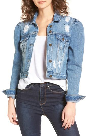 Women's Moon River Distressed Denim Jacket - Blue