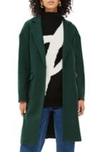 Women's Topshop Lily Knit Back Midi Coat Us (fits Like 0-2) - Green