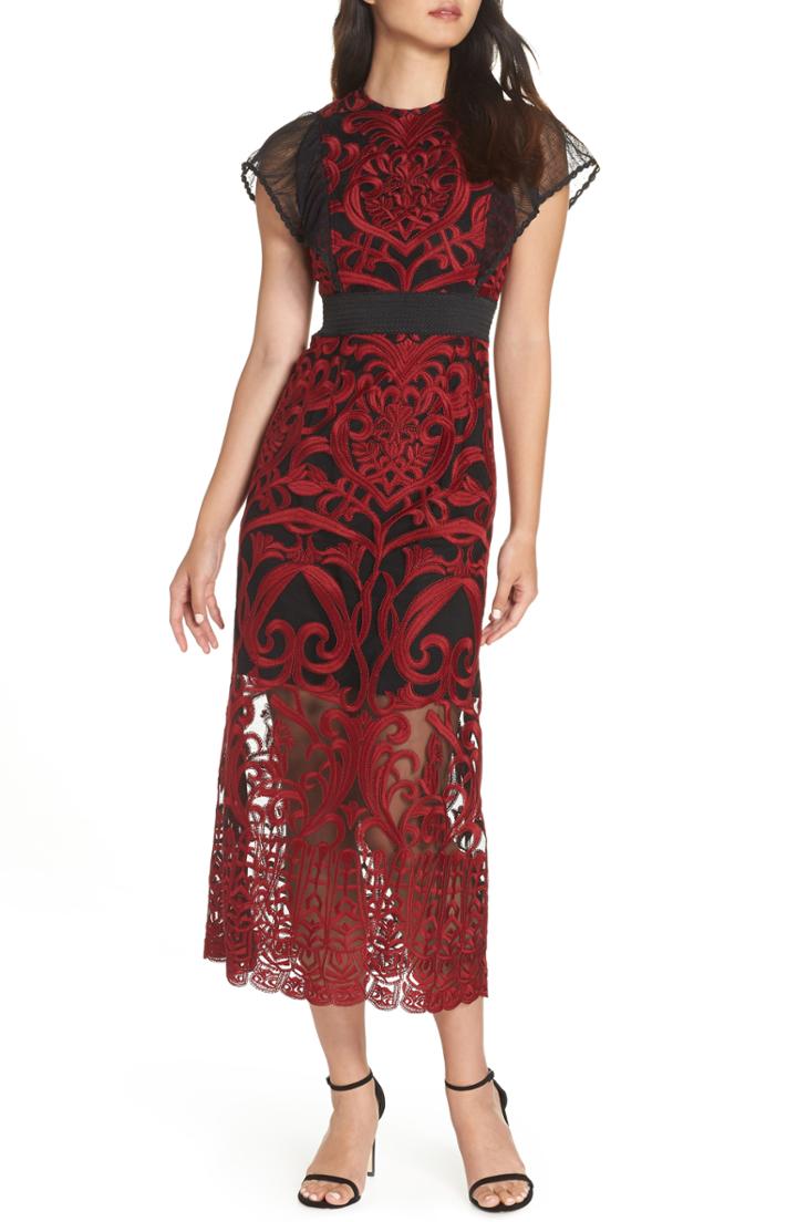 Women's Foxiedox Rosabel Embroidery Midi Dress