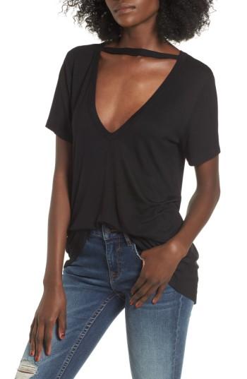 Women's Socialite Cutout Choker Tee - Black