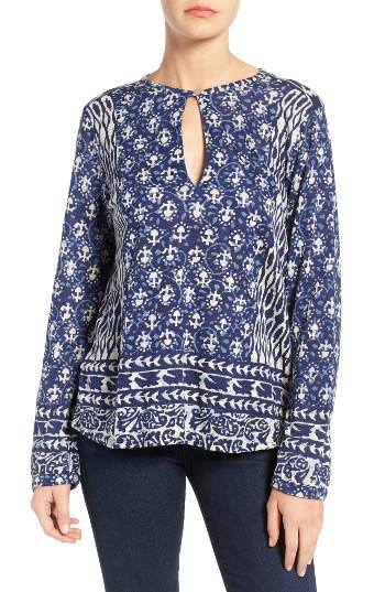 Women's Lucky Brand Shibori Print Keyhole Top
