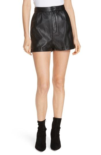 Women's Frame Pleated Leather Shorts