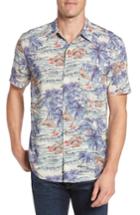 Men's Faherty Hawaiian Print Rayon Shirt - Blue