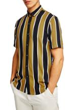 Men's Topman Stripe Viscose Shirt - Yellow