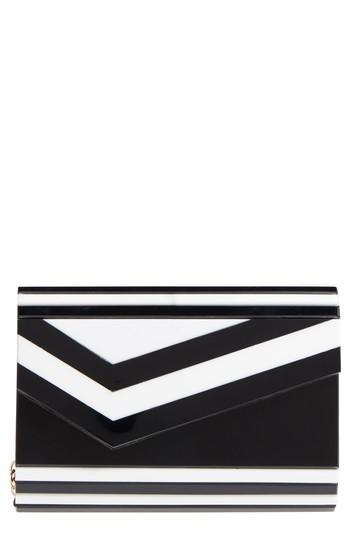 Like Dreams Arden Geo Stripe Box Clutch - White
