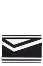 Like Dreams Arden Geo Stripe Box Clutch - White