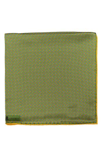 Men's Robert Talbott Geometric Silk Pocket Square, Size - Green