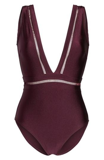 Women's Ted Baker London Plunge One Piece Swimsuit - Burgundy