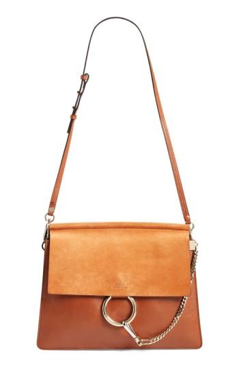 Chloe 'faye' Leather & Suede Shoulder Bag - Brown
