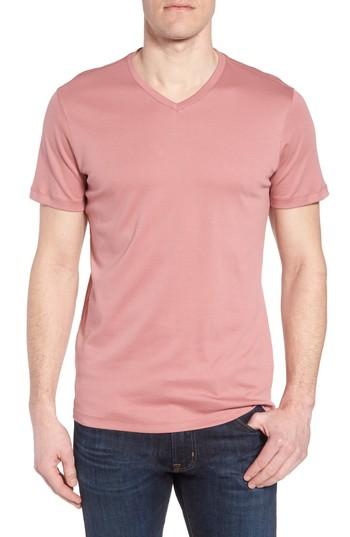 Men's Robert Barakett Georgia Regular Fit V-neck T-shirt, Size - Coral