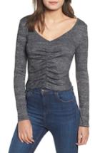 Women's Bp. Ruched Front Tee, Size - Black
