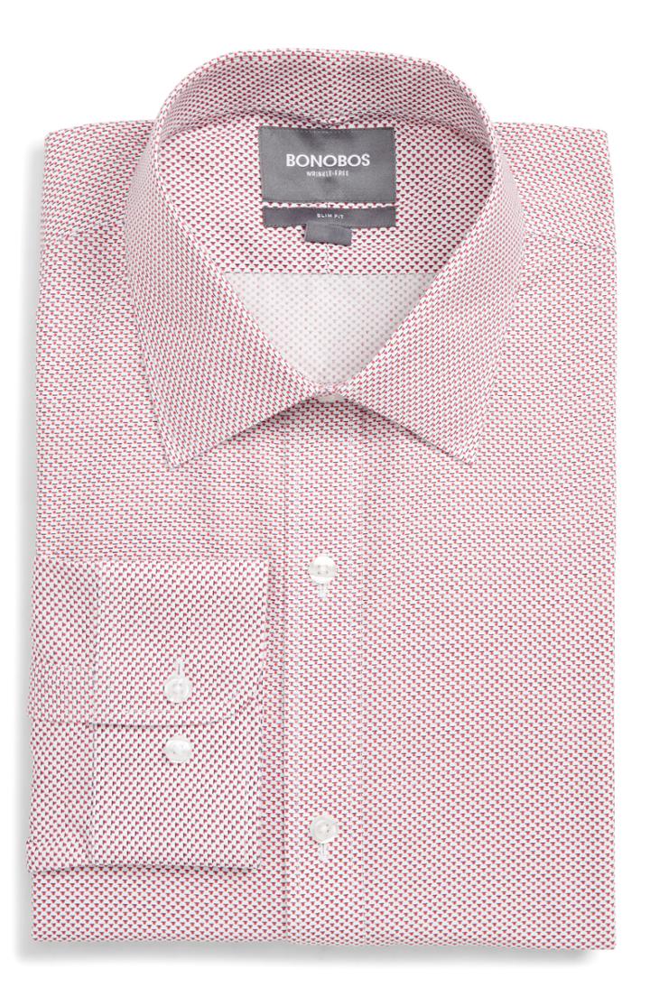 Men's Bonobos Daily Grind Slim Fit Print Dress Shirt - Pink