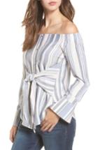 Women's Love, Fire Tie Front Stripe Off The Shoulder Top