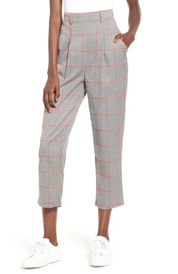 Women's The Fifth Label Academic Checked Crop Trousers, Size - Grey