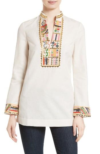 Women's Tory Burch Embellished Tunic - White