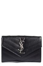 Women's Saint Laurent 'small Monogram' Leather French Wallet - White