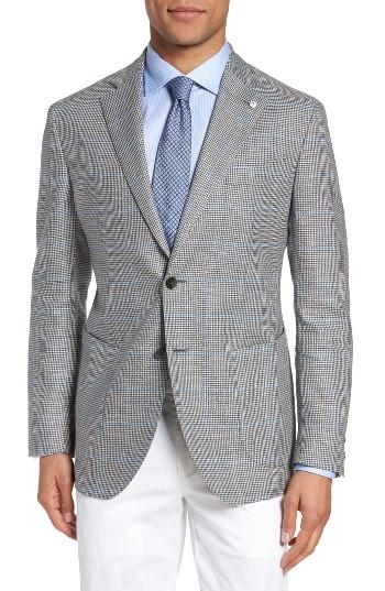 Men's L.b.m. 1911 Unconstructed Classic Fit Windowpane Linen & Wool Sport Coat R Eu - Grey