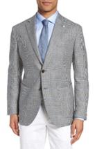 Men's L.b.m. 1911 Unconstructed Classic Fit Windowpane Linen & Wool Sport Coat R Eu - Grey