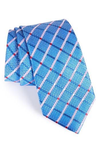 Men's Nordstrom Diamond Grid Silk Tie, Size X-long - Blue