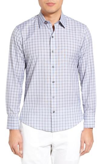 Men's Zachary Prell Cristiano Trim Fit Plaid Sport Shirt - Grey