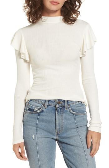 Women's Bp. Ruffle Shoulder Tee - Ivory