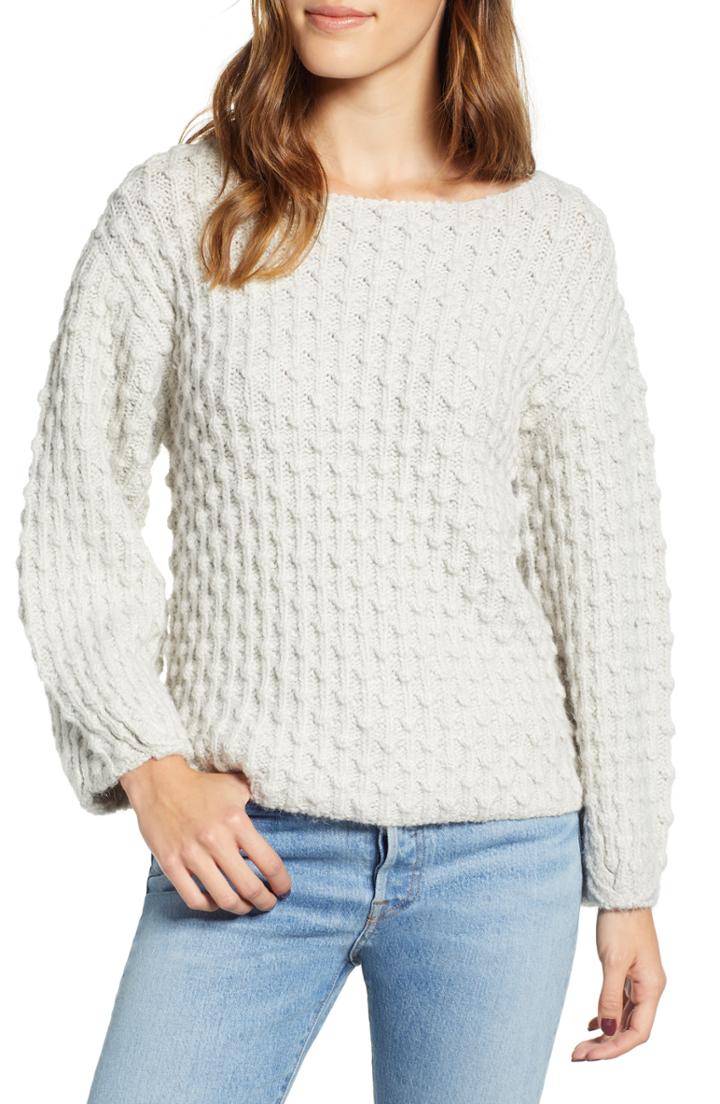 Women's Halogen Crewneck Wool Blend Sweater, Size - Blue