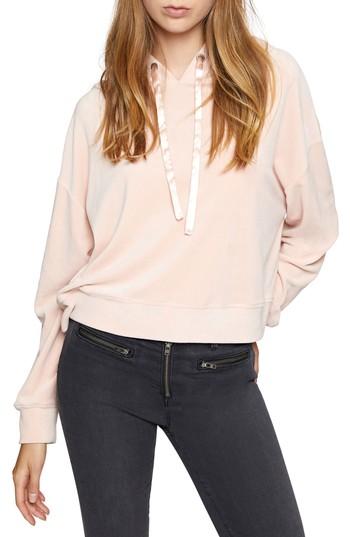 Petite Women's Sanctuary Melrose Brigade Velour Hoodie, Size P - Pink