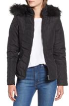 Women's Maralyn & Me Water-resistant Hooded Coat With Faux Fur Trim