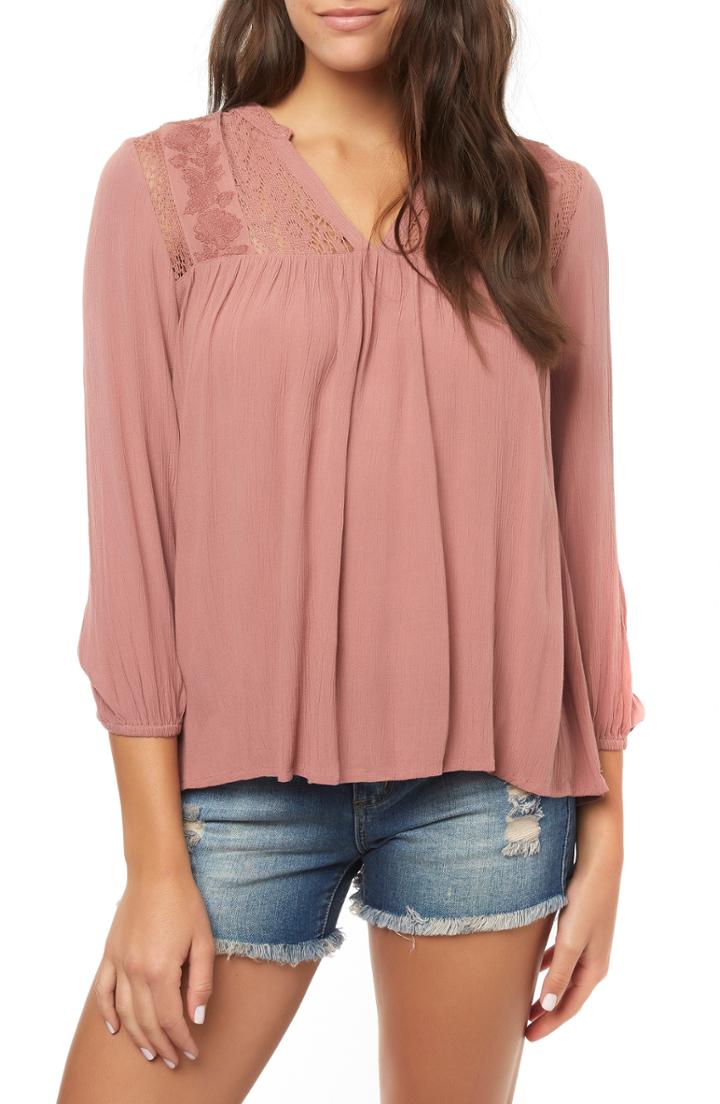 Women's O'neill Mara Lace Yoke Top - Pink