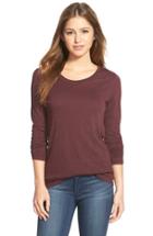 Women's Caslon Long Sleeve Slub Knit Tee, Size - Burgundy