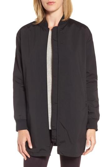 Women's Cole Haan Signature Long Bomber Jacket - Black