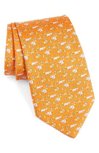 Men's Salvatore Ferragamo Circus Animals Woven Silk Tie