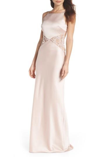 Women's Maria Bianca Nero Lana Satin Backless Gown - Beige