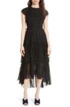 Women's Ulla Johnson Lenore Smocked Silk Cloque Dress