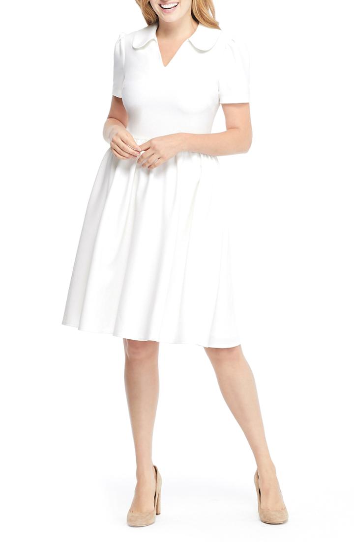 Women's Gal Meets Glam Collection Alison Box Weave Crepe Dress (similar To 14w) - Ivory