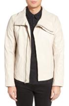 Men's Lamarque Funnel Neck Leather Jacket - Beige
