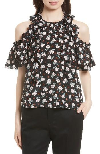 Women's Rebecca Taylor Cold Shoulder Silk Top - Black