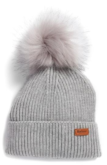 Women's Barbour Dove Pom Beanie - Grey