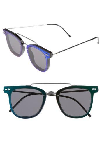 Women's Spitfire Ftl 54mm Flat Frame Sunglasses - Black/ Silver/ Green Mirror