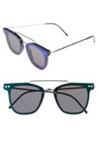 Women's Spitfire Ftl 54mm Flat Frame Sunglasses - Black/ Silver/ Green Mirror