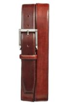 Men's Santoni Hand Antiqued Leather Belt - Brown