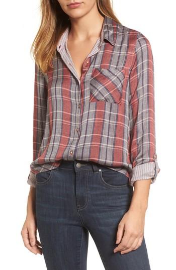 Women's Lucky Brand Plaid Pocket Shirt - Grey
