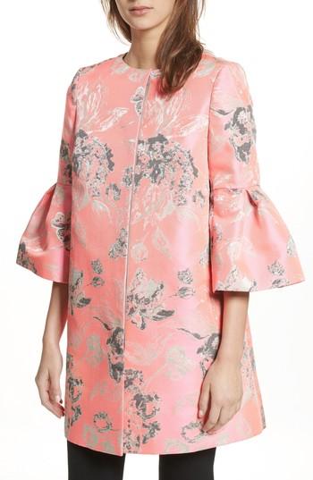 Women's Helene Berman Trumpet Sleeve Satin Brocade Jacket - Pink