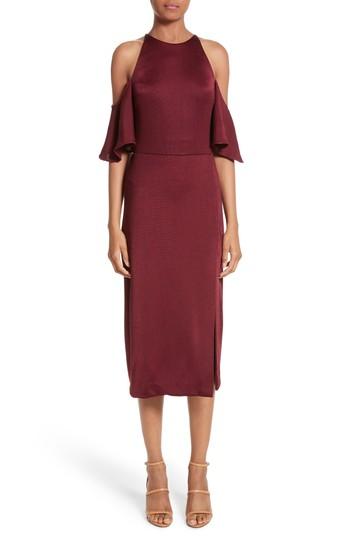 Women's Cushnie Et Ochs Flutter Sleeve Cold Shoulder Pencil Dress