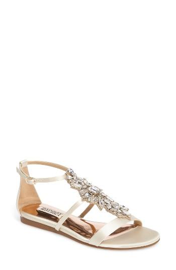 Women's Badgley Mischka Barstow Embellished Strappy Sandal M - Ivory