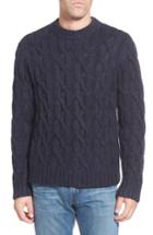 Men's Schott Nyc Regular Fit Cable Knit Crewneck Wool Blend Sweater - Blue