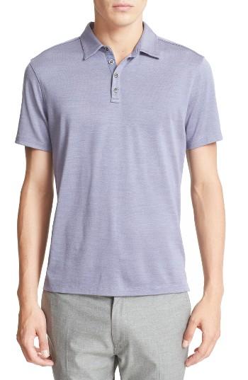 Men's John Varvatos Collection Hampton Silk & Cotton Polo - Purple