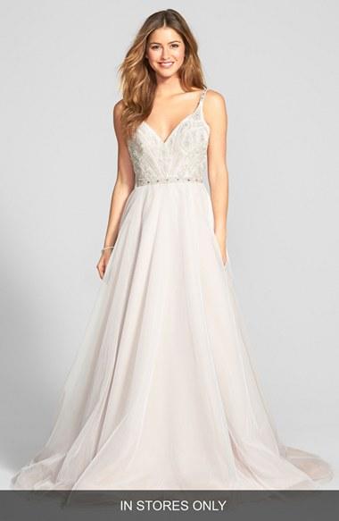 Women's Hayley Paige 'roxanne' Beaded Bodice Gown