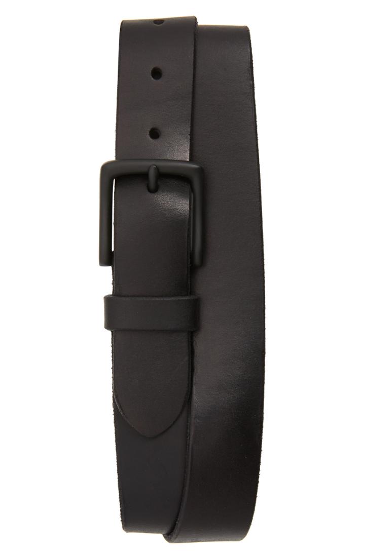 Men's Allsaints Leather Belt - Black/ Matte Black