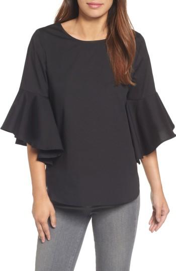Women's Pleione Knot Bell Sleeve Knot Top - Black